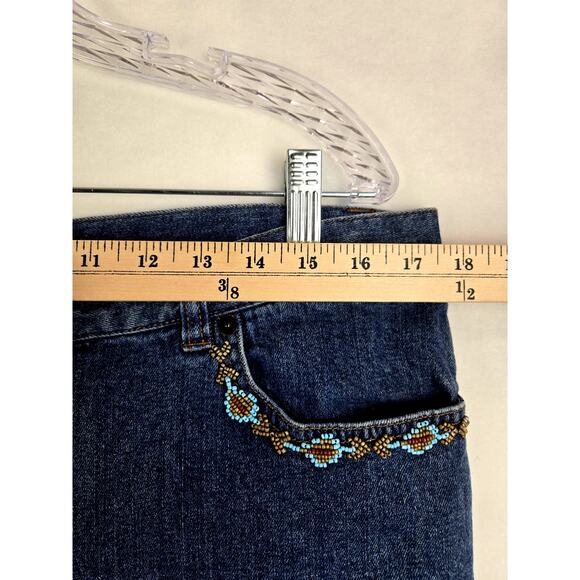 CHAPS Ralph Lauren Denim Size 14 Blue Jeans With Beading Boot Cut # 777 - Picture 3 of 9